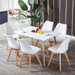 CONJUNTO MESA DE COZINHA DINAMARCA + 4 CADEIRAS FINA  BRANCAS