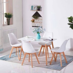 CONJUNTO MESA DE COZINHA DINAMARCA + 4 CADEIRAS FINA  BRANCAS