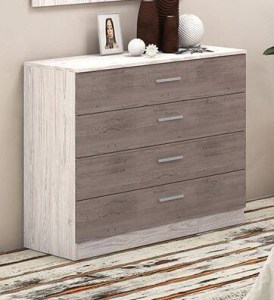MONIKA DS - COMODA 4 GAVETAS ANDERSEN PINO-GRIS