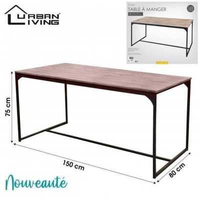 COUNTRY SIDE - MESA DE JANTAR EM MADEIRA C/ ESTRUTURA METAL PRETO - 151043