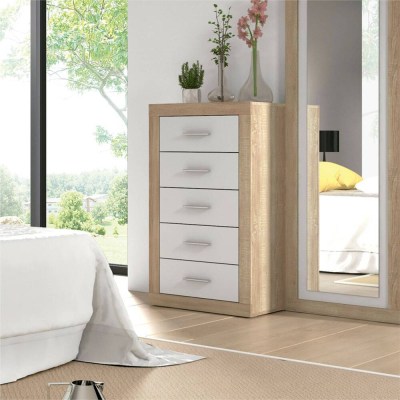 CAMISEIRO 5 GAVETAS LARA CAMBRIA-BLANCO  (ARTIGO EM STOCK CÓDIGO ANTIGO)