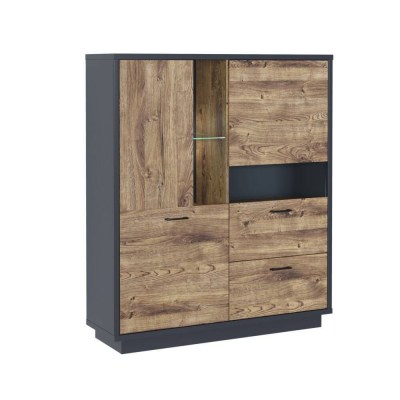 VITRINE BAIXA EUROPA LUZES LED GRAFITO-ROBLE  (ARTIGO EM STOCK CÓDIGO ANTIGO)