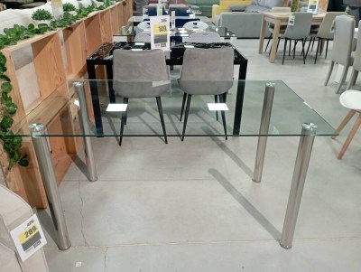 MESA JANTAR FIXA T/CRISTAL AVATAR X CROMO  (ARTIGO EM STOCK CÓDIGO ANTIGO)