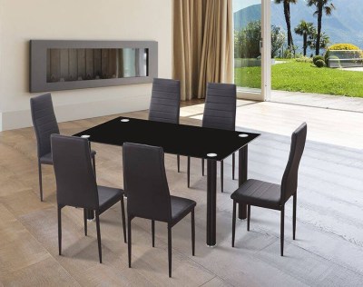 EMI DS - CONJUNTO MESA + 6 CADEIRAS NEGRAS