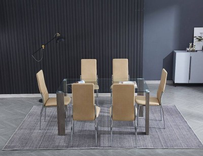 CONJUNTO DE MESA HANA CAMBRIA + 6 CADEIRAS SAKURA BEGE