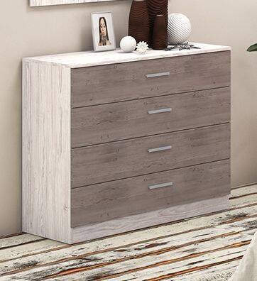 MONIKA DS - COMODA 4 GAVETAS ANDERSEN PINO-GRIS