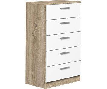 MONIKA DS - CAMISEIRO ALTO 5 GAVETAS CAMBRIA-BLANCO