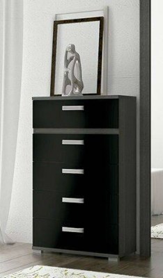 RAMBLA DS - CAMISEIRO ALTO 5 GAVETAS CENIZA-NEGRO