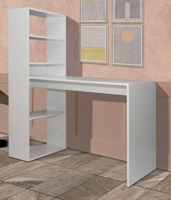 VILLENA DS - MESA ESCRITORIO COM PRATELEIRA BLANCO