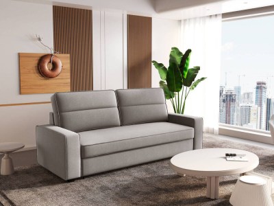 NILLS AQ - SOFÁ 3 LUGARES COM CAMA CURIO 83 CINZA MÉDIO CLARO