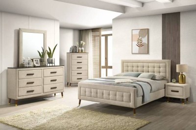 MR  BOSS BED 190X140 KR 1818-4 BEIGE + ESTRADO INCLUIDO