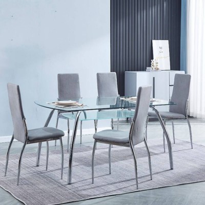 MESA JANTAR FIXA TAPA CRISTAL SAN CROMO  (ARTIGO EM STOCK CÓDIGO ANTIGO)