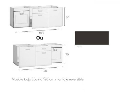 EXPORT -  MÓVEL BAIXO COCINA 70X180X60  ANTRACITA