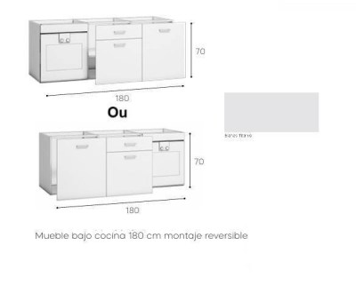 EXPORT -  MÓVEL BAIXO COCINA 70X180X60  BLANCO-TITANIO