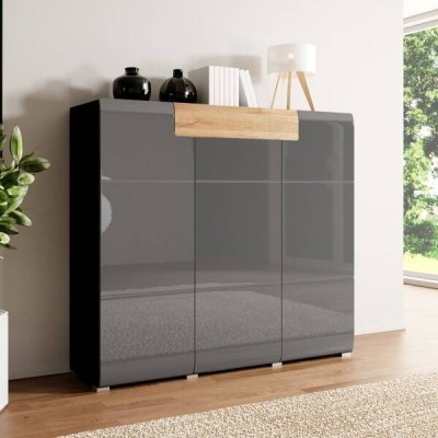 TOLEDO APARADOR ALTO 3P 1G ANTHRAZIT GLOSS / GRANDSON OAK