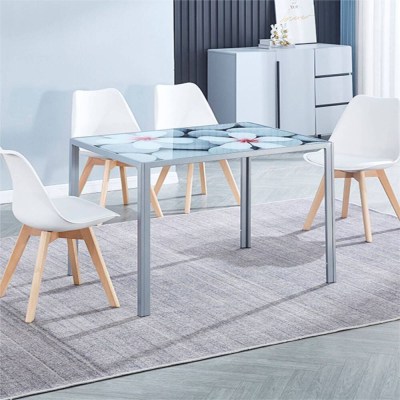 FLORES DS - MESA DE COZINHA FIXA T/FLORES IMPRESSAS  GRIS