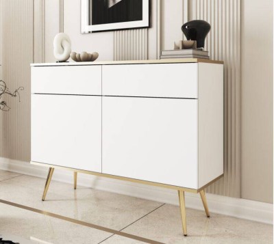 ORO LK - APARADOR KSZ107 - BRANCO C PÉS DOURADOS