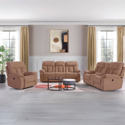 SOFA RELAX 2 LUGARES  ELETRICO KMAX 6087L TECIDO BEJE (CX DIZ BROWN)