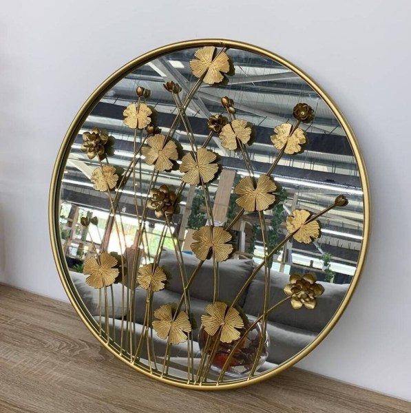 ESPEJO 71CM FLORES ORO (2 - 4)