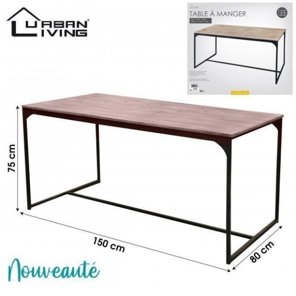 COUNTRY SIDE - MESA DE JANTAR EM MADEIRA C/ ESTRUTURA METAL PRETO - 151043