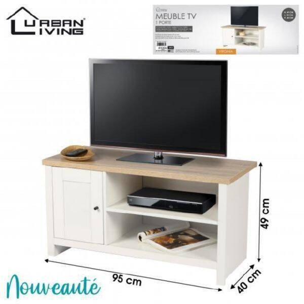 VIRGINIA - BASE DE TV C/ 1 PRATELEIRA C/ 1 PORTA DESIGN COLONIAL 95X40XH49CM - 151138