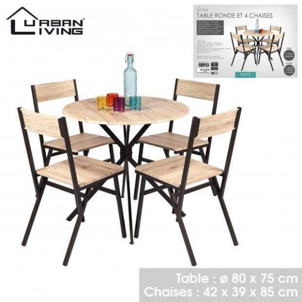 DOCK - MESA REDONDA C/ 4  CADEIRAS  (D80X75CM) - 151160