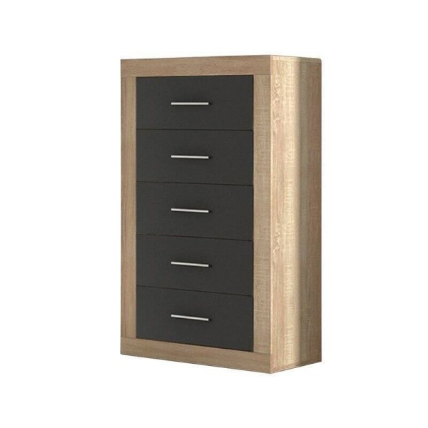 CAMISEIRO 5 GAVETAS LARA CAMBRIA-GRAFITO  (ARTIGO EM STOCK CÓDIGO ANTIGO)