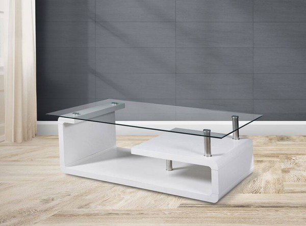 EVA DS - MESA CENTRO TAMPO VIDRO BLANCO