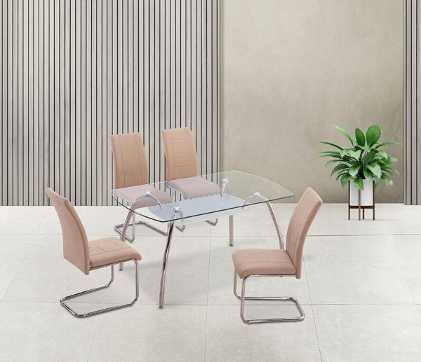 SAN DS - CONJUNTO MESA + 4 CADEIRAS BEGE