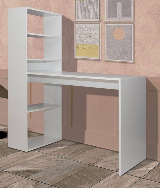 VILLENA DS - MESA ESCRITORIO COM PRATELEIRA BLANCO