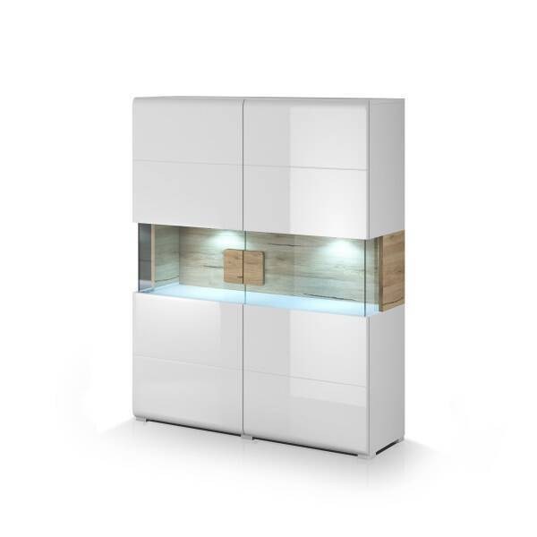 TOLEDO VITRINE LARGA 2P C/ VIDRO WHITE GLOSS