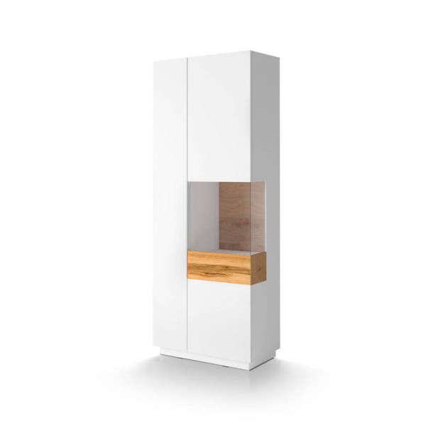 SILKE VITRINE ALTA 2P (1X VIDRO) DIREITA WHITE HIGH GLOSS / WOTAN OAK