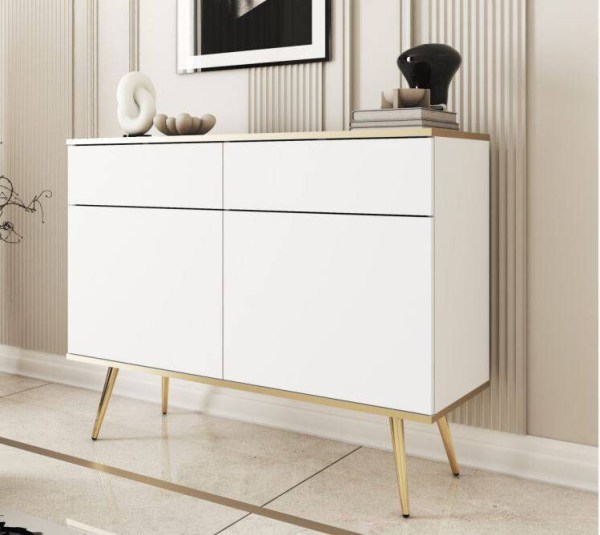 ORO LK - APARADOR KSZ107 - BRANCO C PÉS DOURADOS