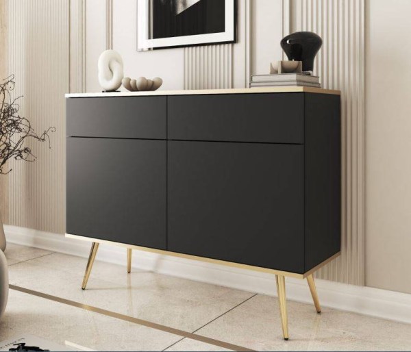 ORO LK - APARADOR KSZ107 - PRETO C PÉS DOURADOS