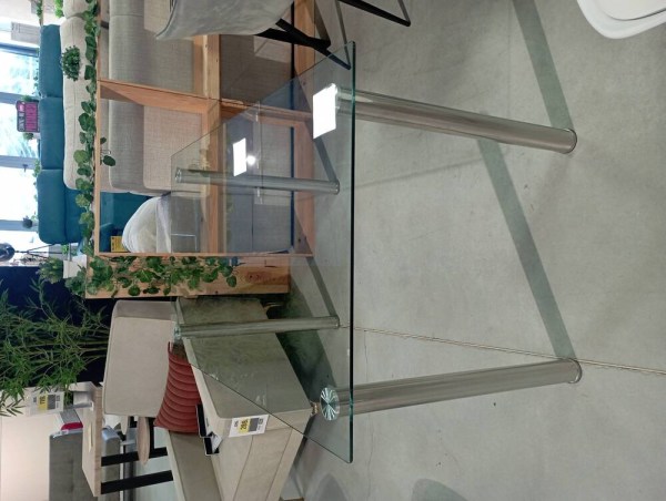 MESA JANTAR FIXA T/CRISTAL AVATAR X CROMO  (ARTIGO EM STOCK CÓDIGO ANTIGO)