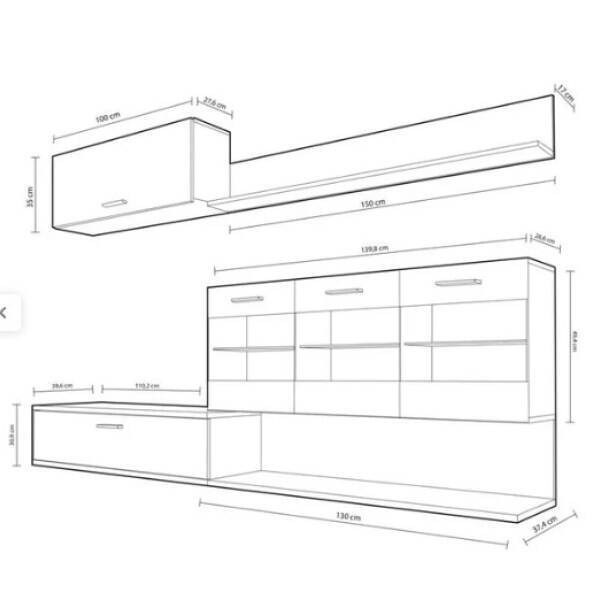 ZAFIRO JR ESTANTE TV (WHITE/GRAFIT) DIST (ESC. ONLINE)
