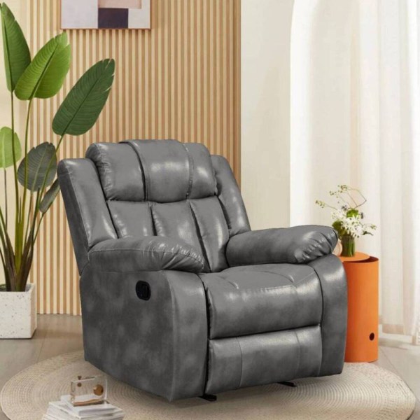 KMAX 3051C - SOFÁ 1 LUGAR CINZA (PELE SINTETICA)