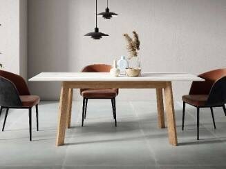 KUBE - MESA EXTENSÍVEL 140X90 (PERNAS ODÍN) NATURAL E IRIS