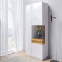 SILKE VITRINE ALTA 2P (1X VIDRO) DIREITA WHITE HIGH GLOSS / WOTAN OAK